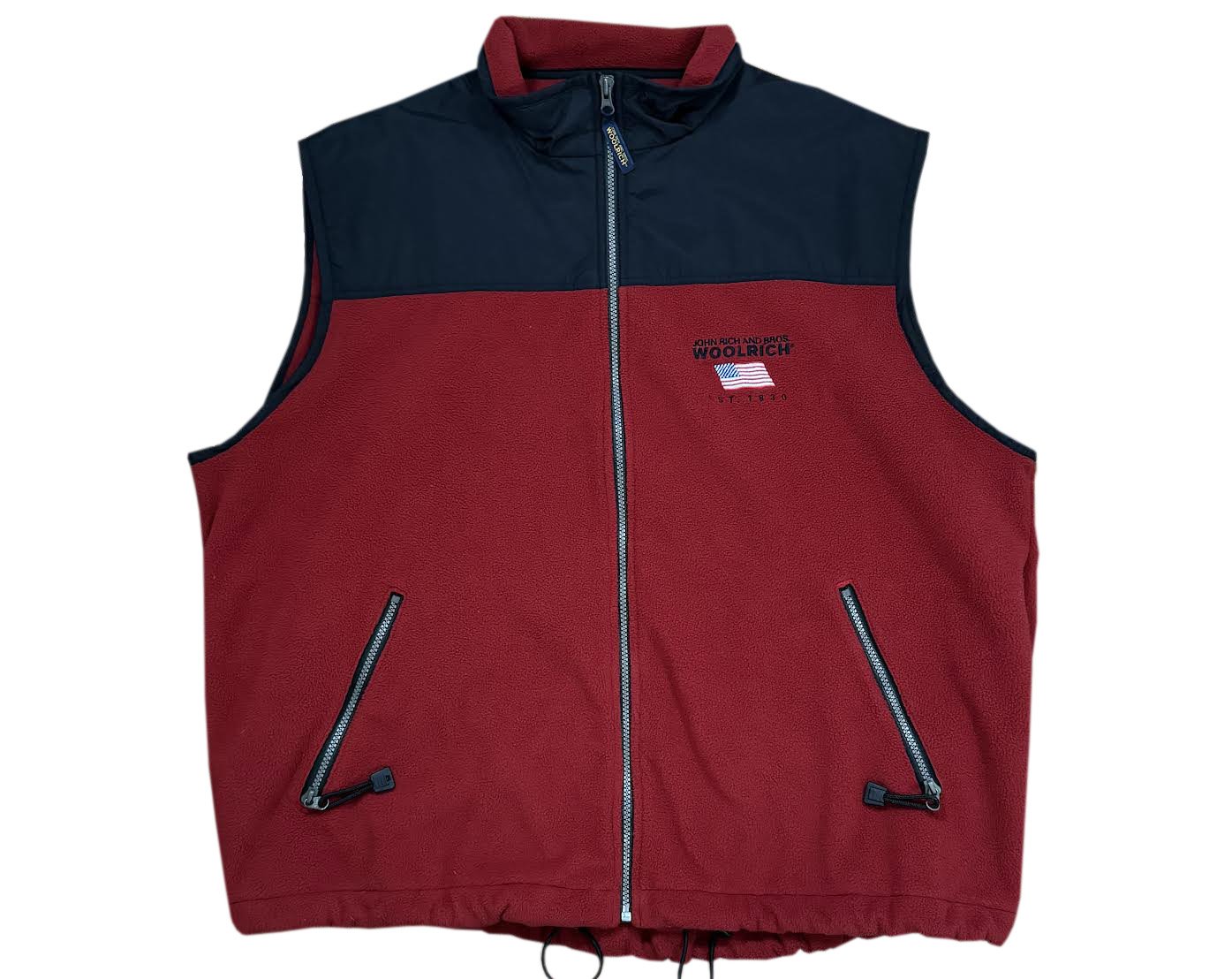 Vintage Woolrich Red / Black Fleece Vest (Size XXL) — RootsBK